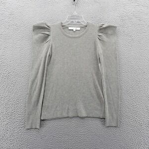 Joes Jeans Women XS Grey Ribbed Puff Sleeve Sweater Top NEW